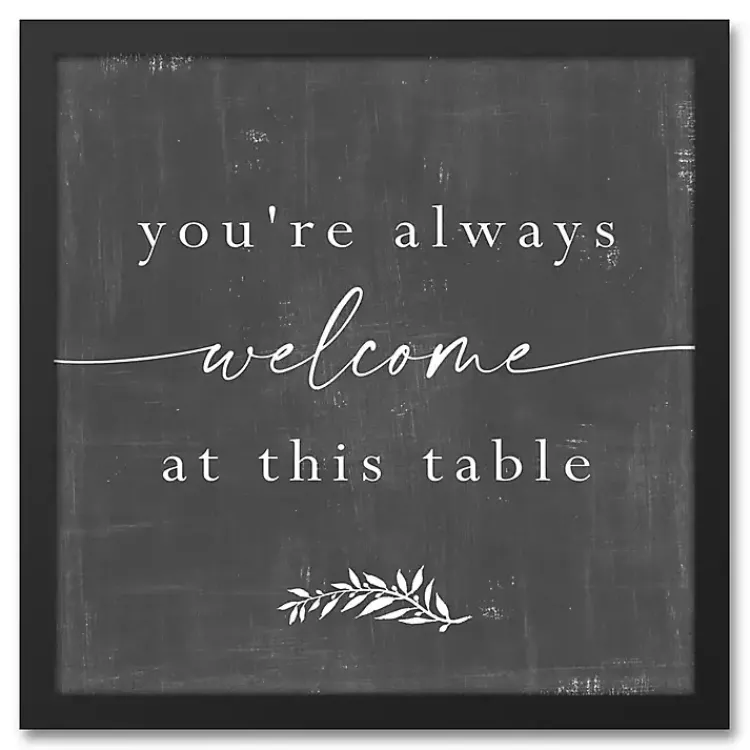 Kirklands Home Wall Quotes & Signs|Welcome at This Table Black Framed Canvas Print