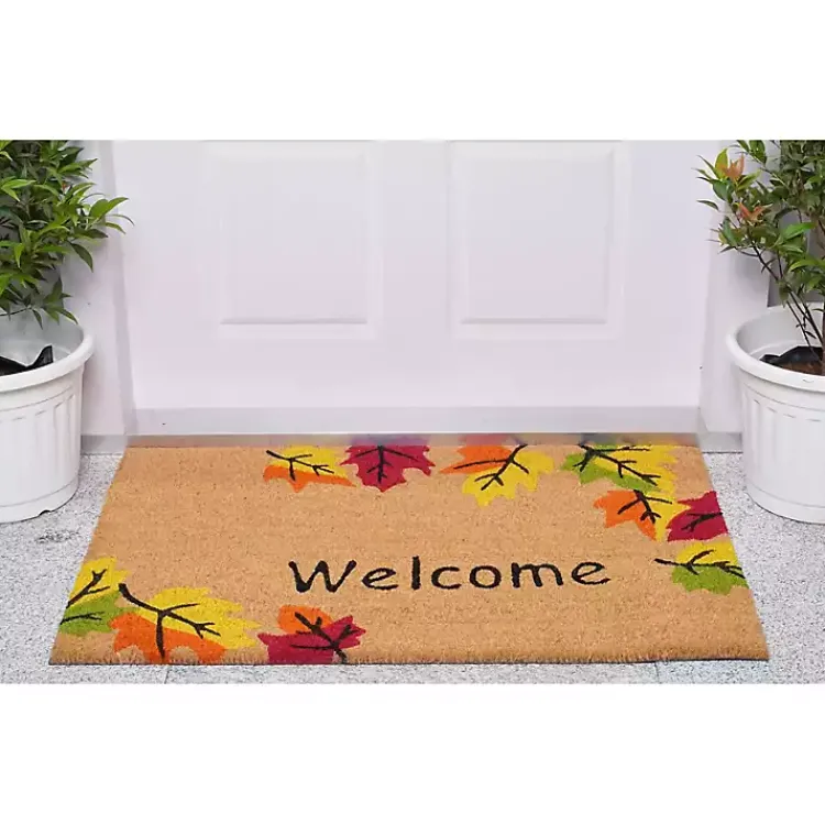 New Welcome Falling Leaves Doormat, 29x17 in. Fall