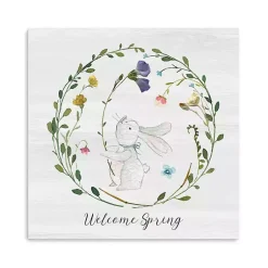Discount Welcome Spring Bunny Wreath Canvas Art Print Easter Decorations