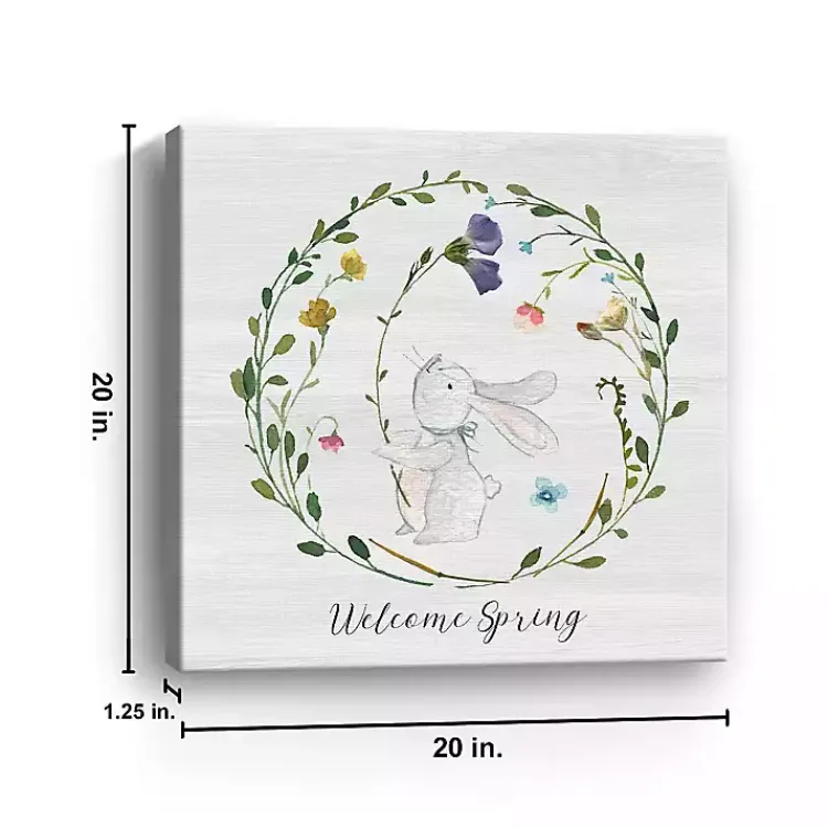 Discount Welcome Spring Bunny Wreath Canvas Art Print Easter Decorations