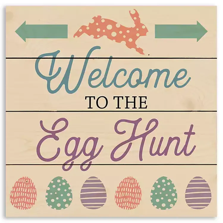 Clearance Welcome to the Egg Hunt Wood Wall Plaque Easter Decorations