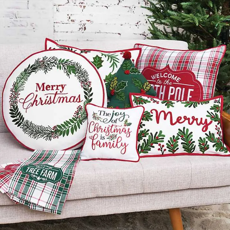 Clearance Welcome to the North Pole Plaid Pillow Christmas Pillows