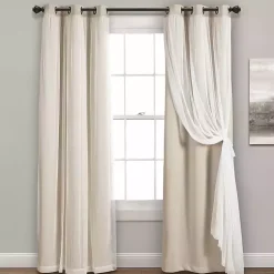 Kirklands Home Curtains & Drapes|Wheat Curtain Panel Set with Overlay, 108 in. Ivory
