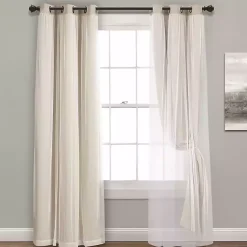 Kirklands Home Curtains & Drapes|Wheat Curtain Panel Set with Overlay, 108 in. Ivory