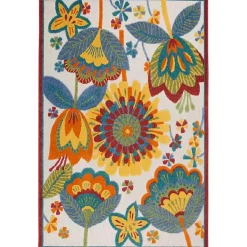 Kirklands Home Outdoor Rugs|Whimsical Flowers Outdoor Area Rug, 6x9 Multi
