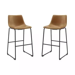 Kirklands Home Bar Stools & Counter Height Stools|Whiskey Faux Leather Bar Stools, Set of 2 Brown