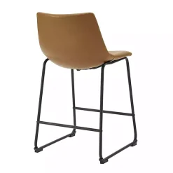 Kirklands Home Bar Stools & Counter Height Stools|Whiskey Faux Leather Counter Stools, Set of 2 Brown