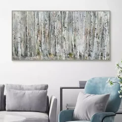 Kirklands Home Canvas Art|Whispering Birch Framed Canvas Art Print Gray