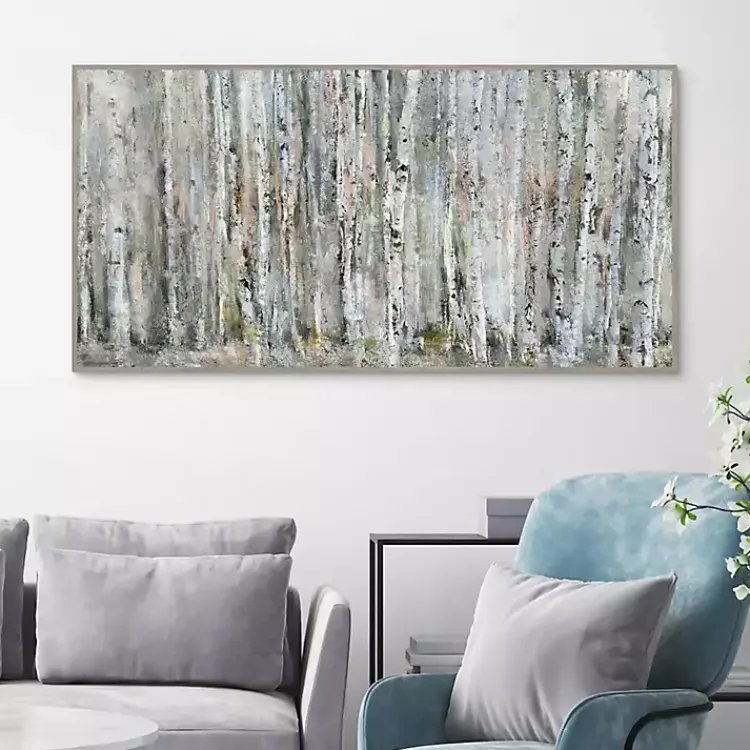 Kirklands Home Canvas Art|Whispering Birch Framed Canvas Art Print Gray