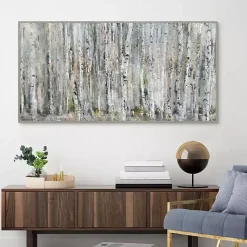 Kirklands Home Canvas Art|Whispering Birch Framed Canvas Art Print Gray