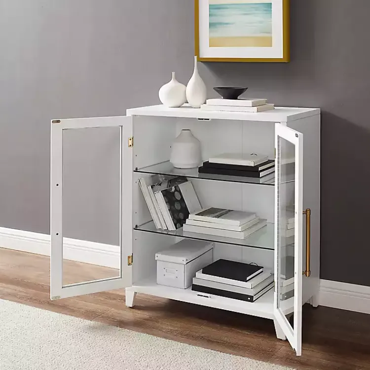 Kirklands Home Cabinets & Sideboards|& Gold Glass Door Storage Cabinet White