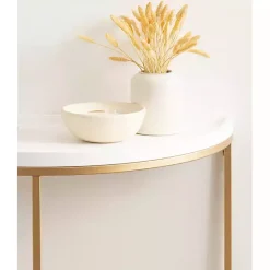 Kirklands Home Accent & End Tables|& Gold Half Moon Dorrah Accent Table White
