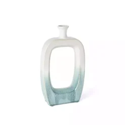 Best White & Turquoise Ceramic Cut-Out Vase, 14 in. Vases