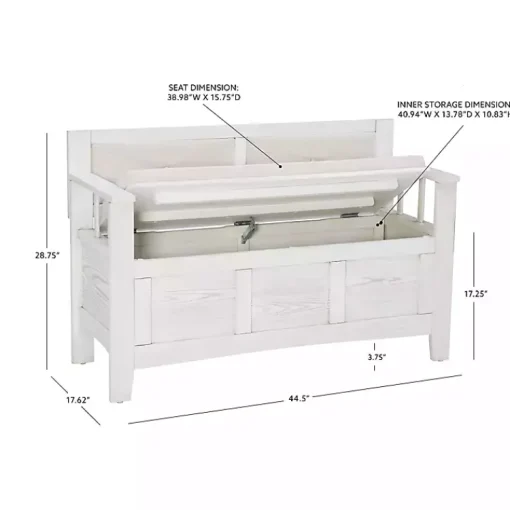 Kirklands Home Benches & Ottomans|White and Beige Carlton Storage Bench