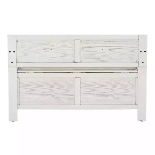 Kirklands Home Benches & Ottomans|White and Beige Carlton Storage Bench