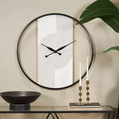Kirklands Home Clocks|White and Black Carved Open Wall Clock