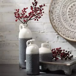 Online White and Black Two-Toned Ceramic Vases, Set of 3 Vases
