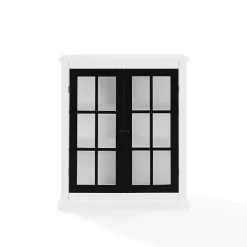 Kirklands Home Cabinets & Sideboards|White and Black Windowpane Doors Cabinet
