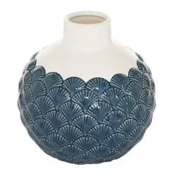 Hot White and Blue Coastal Ceramic Vase, 8 in. Vases
