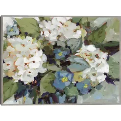 Kirklands Home Framed Art|White and Blue Hydrangeas Framed Canvas Art Print