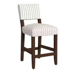 Kirklands Home Bar Stools & Counter Height Stools|White and Blue Striped Dark Walnut Counter Stool