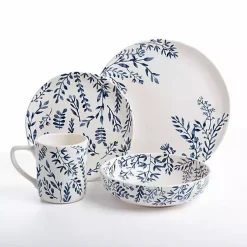 Kirklands Home Dinnerware|White and Blue Vines 16-pc. Dinnerware Set