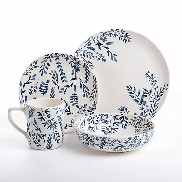 Kirklands Home Dinnerware|White and Blue Vines 16-pc. Dinnerware Set