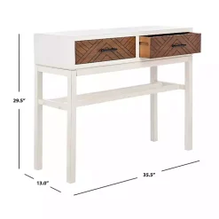 Kirklands Home Console Tables|White and Brown Herringbone Console Table