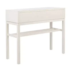 Kirklands Home Console Tables|White and Brown Herringbone Console Table