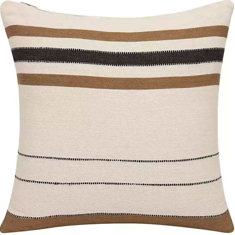Hot White and Brown Striped Pillow Pillows