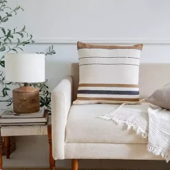 Hot White and Brown Striped Pillow Pillows