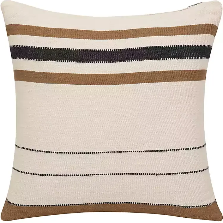Hot White and Brown Striped Pillow Pillows