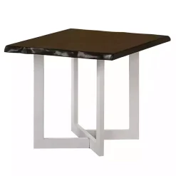 Kirklands Home Accent & End Tables|White and Dark Oak Wood Live Edge Accent Table Brown