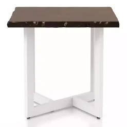 Kirklands Home Accent & End Tables|White and Dark Oak Wood Live Edge Accent Table Brown