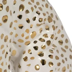 Hot White and Gold Ceramic Sitting Leopard Statue Statues & Figurines