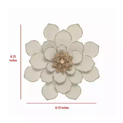 Kirklands Home Wall Plaques|and Gold Metal Flower Small Wall Plaque White