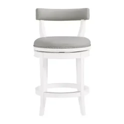 Kirklands Home Bar Stools & Counter Height Stools|White and Faux Leather Swivel Counter Stool Gray