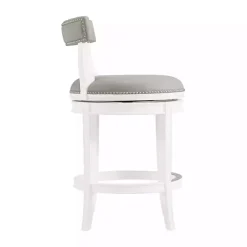 Kirklands Home Bar Stools & Counter Height Stools|White and Faux Leather Swivel Counter Stool Gray