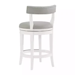Kirklands Home Bar Stools & Counter Height Stools|White and Faux Leather Swivel Counter Stool Gray