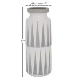 Online White and Gray Geometric Triangle Vase, 17 in. Vases