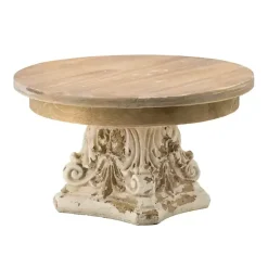 Outlet White and Natural Round Plate Stand Decorative Trays