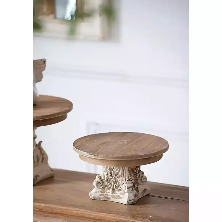 Outlet White and Natural Round Plate Stand Decorative Trays