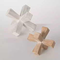 Hot White and Natural Wood Jack Sculptures, Set of 2 Statues & Figurines
