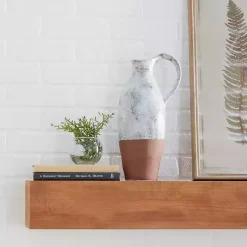 Discount White and Rust Brown Ceramic Vase, 14 in. Vases