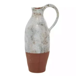 Discount White and Rust Brown Ceramic Vase, 14 in. Vases