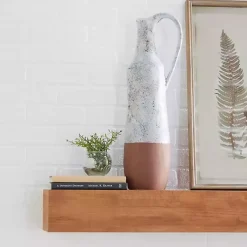 New White and Rust Brown Ceramic Vase, 23 in. Vases