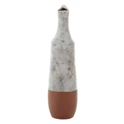 New White and Rust Brown Ceramic Vase, 23 in. Vases