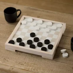 Online White and Tan Checkers Game Set Decorative Accents