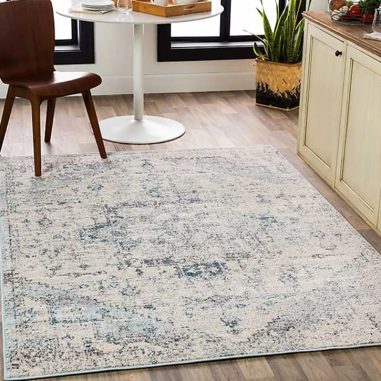 Kirklands Home Area Rugs|White Anita Distressed Area Rug, 7x10 Gray