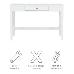 Kirklands Home Office Furniture|White Antique Pine X Frame Desk